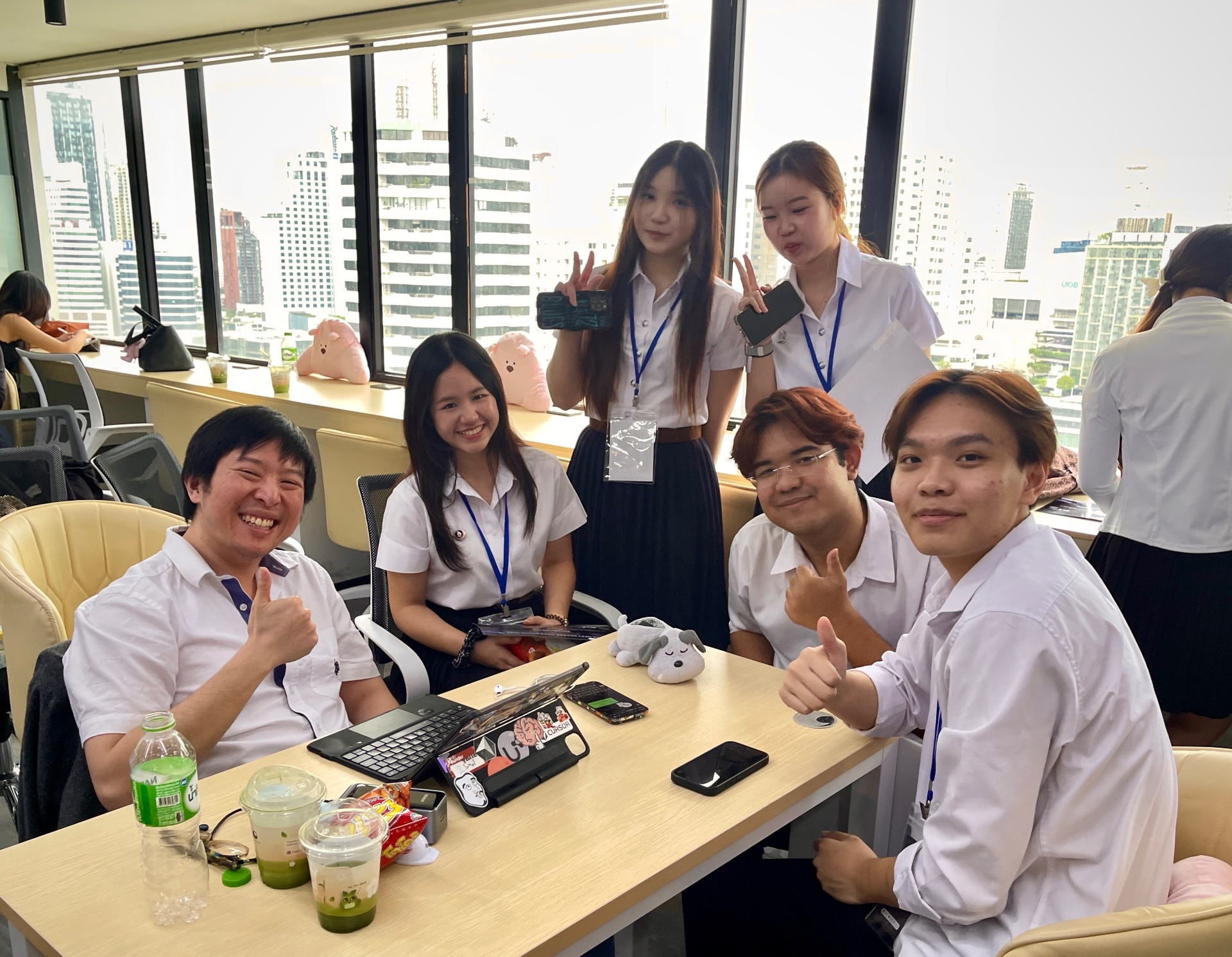 Sam with university students at a TechLinks session in Bangkok